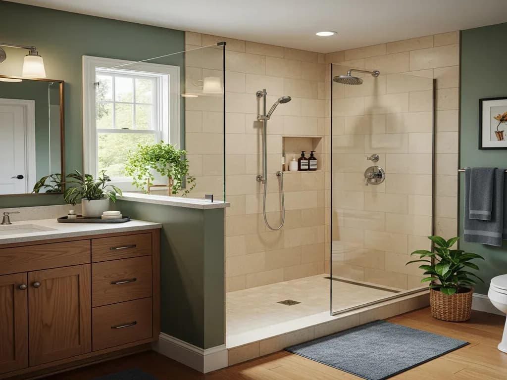 Frameless glass walk-in shower